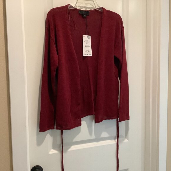 NWT - Zara Linen Cardigan, Maroon, size small - Picture 2 of 5